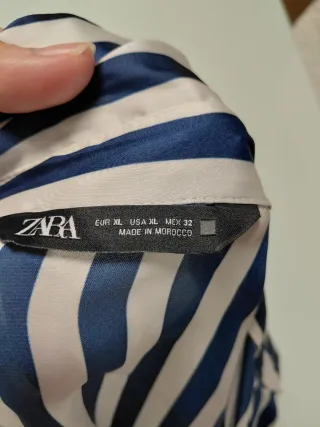Blusa Zara Rayas Azul Blanco Talla XL