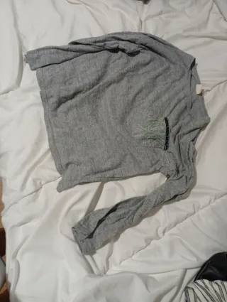 Camiseta Zara Manga Larga Gris