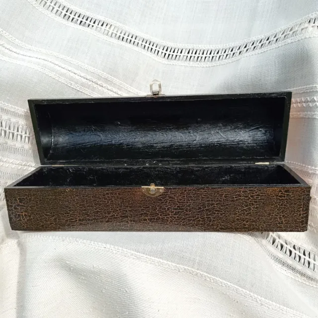 Bauletto in legno vintage marrone e oro