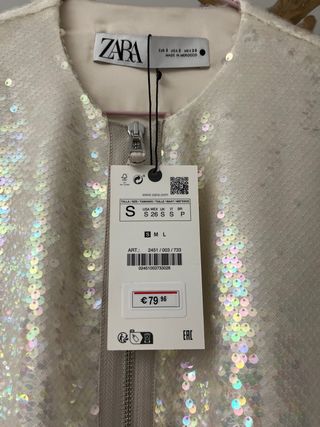 Bomber lentejuelas Zara hueso Talla S