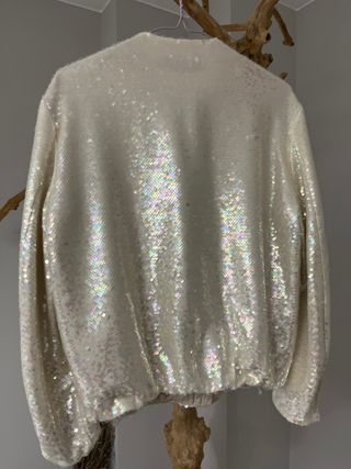 Bomber lentejuelas Zara hueso Talla S