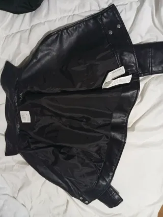 Chaqueta Cuero Negra Zara