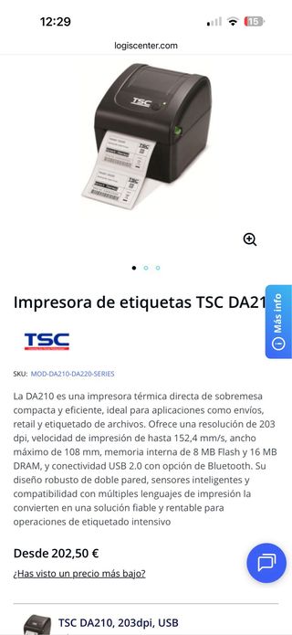 Impresora Térmica TSC DA210-DA220 Negra