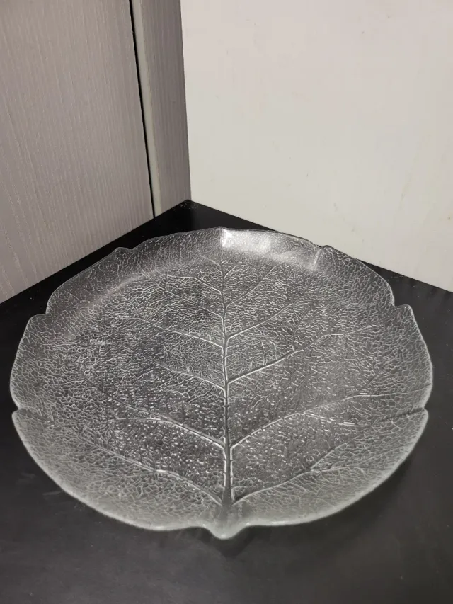 Plato decorativo cristal forma hoja