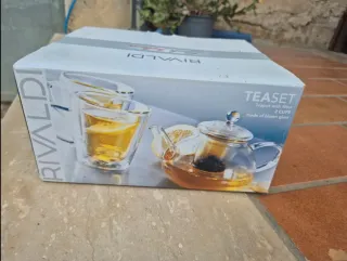 Set Tè Rivaldi 2 tazze e teiera in vetro
