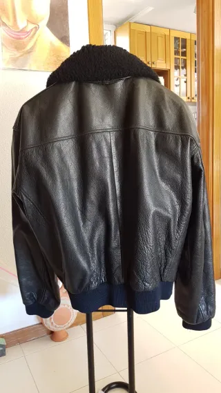 Chaqueta aviador piel vacuno negra