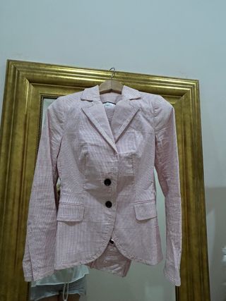 Traje Zara Raya Roja Blanco