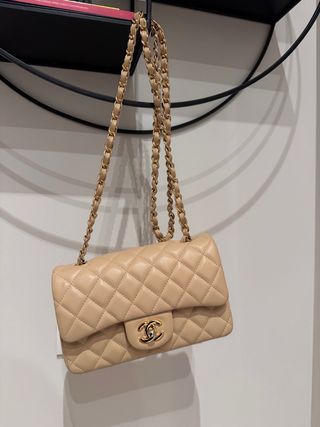 Borsa Chanel Beige Pelle Trapuntata Oro