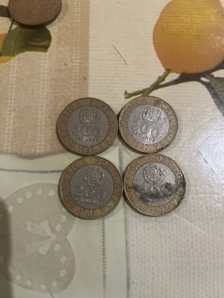 4 Monete Portogallo 200 Escudi 1991-1997