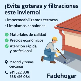 Impermeabilización terrazas y limpieza canalones