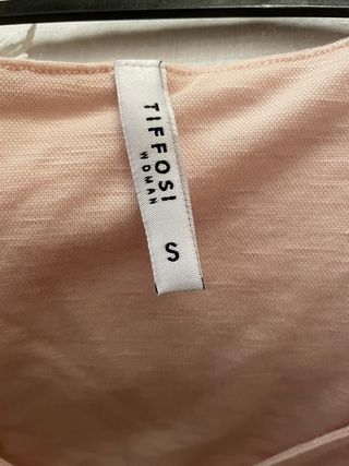 Camiseta tirantes madera y lazada rosa Talla S