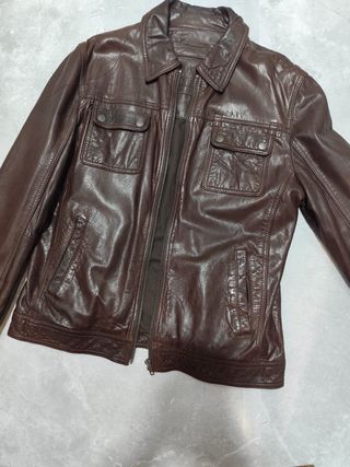 Chaqueta de piel marrón talla L