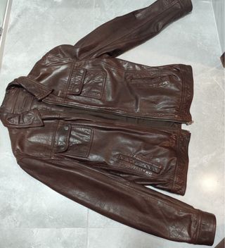 Chaqueta de piel marrón talla L