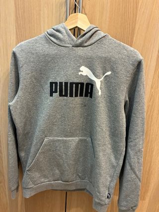 Sudadera Puma Gris con Logo Blanco
