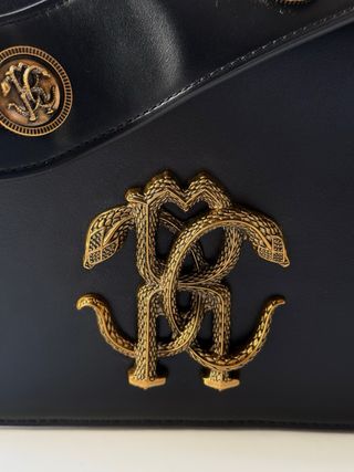 Bolso Roberto Cavalli Serpiente Negro Dorado