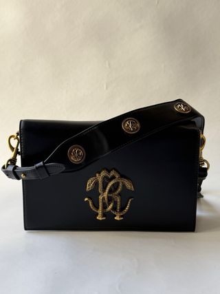 Bolso Roberto Cavalli Serpiente Negro Dorado