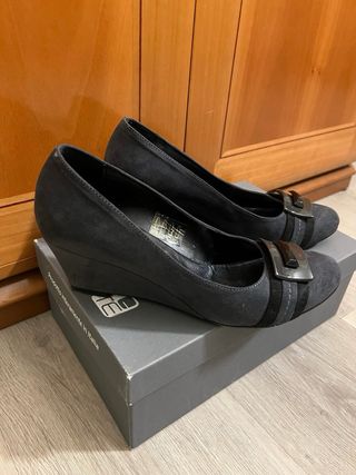 Scarpe con zeppa grigie donna