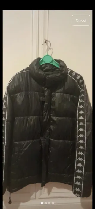 Piumino Kappa nero con banda logo