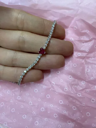 Pulsera Pandora Corazón Rojo y Plata