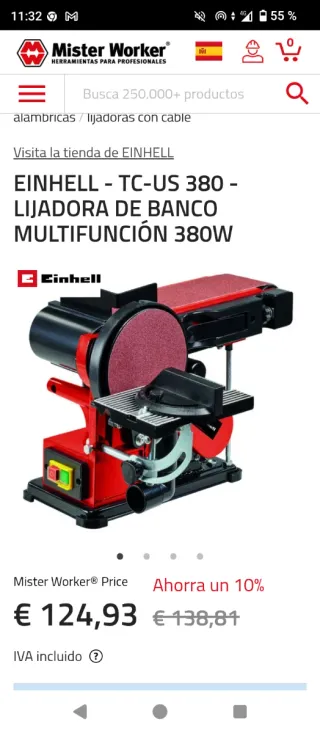 Lijadora de banco EINHELL TC-US 380