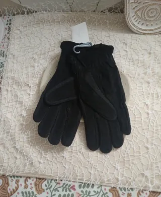 Guantes Piel y Lana Negros Talla M