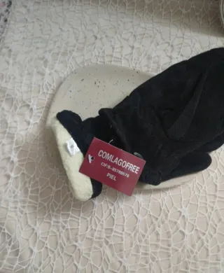 Guantes Piel y Lana Negros Talla M