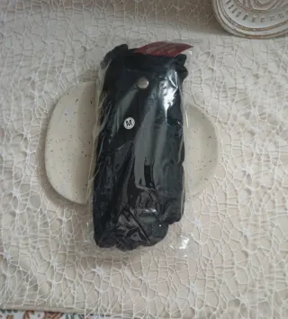 Guantes Piel y Lana Negros Talla M