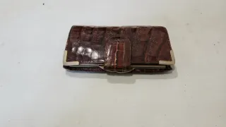 Monedero vintage piel recreacion cocodrilo marrón