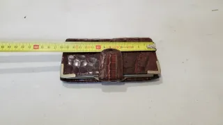 Monedero vintage piel recreacion cocodrilo marrón