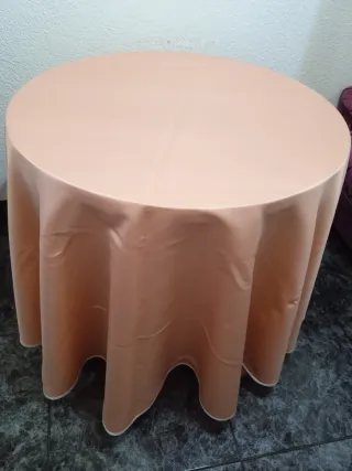 Mesa redonda extensible madera y cristal