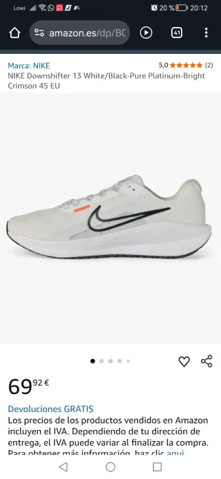 Nike Downshifter 13 Blancas Talla 42