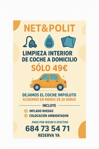 Limpieza interior de coche a domicilio