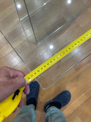 Tavolo scrivania in vetro e legno