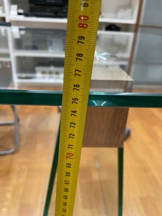 Tavolo scrivania in vetro e legno