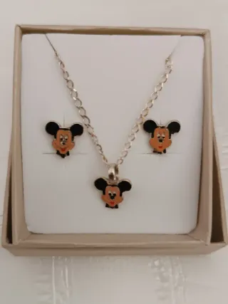 Pendientes, Cadena y Colgante de Plata Disney