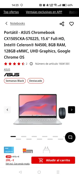 Asus Chromebook 15 Plata