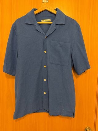 Camisa azul Zara manga corta