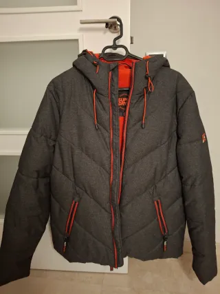 Anorak Superdry Hombre Gris y forro naranja