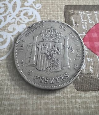 PLATA 5 pesetas 1885 Moneda Alfonso XIII