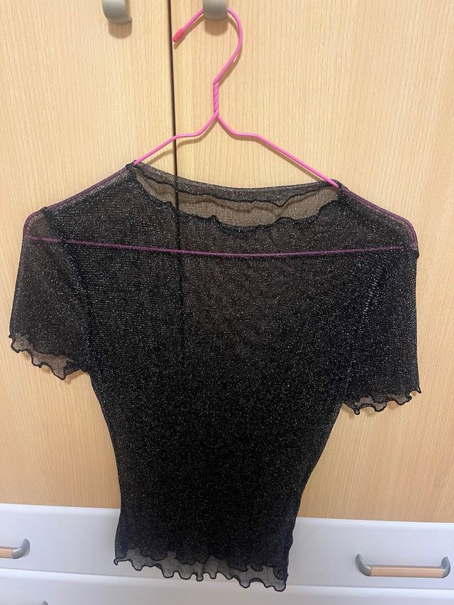 Camiseta brillante manga corta