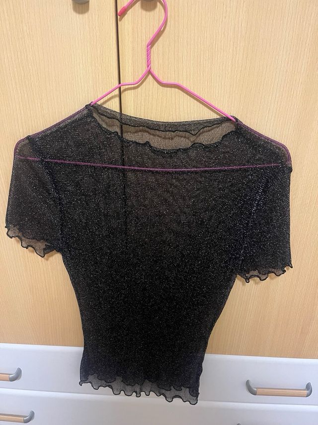 Camiseta brillante manga corta