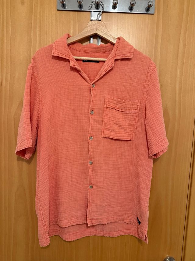 Camisa Zara Coral Manga Corta