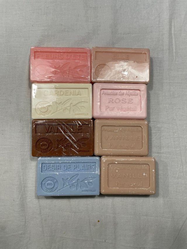 Lote 8 jabones Fleur d'été, Rose, Vanille