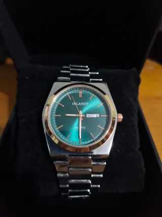 Reloj IRANDY Caballero Elegante Verde/Plata