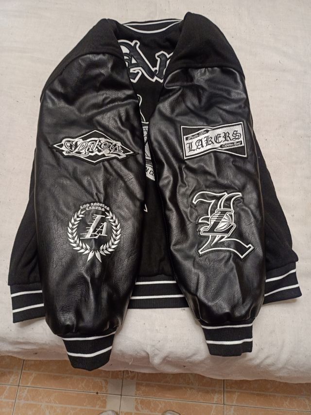 Chaqueta NBA Lakers Negra y Blanca