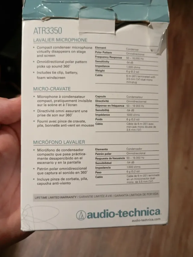 Micrófono Lavalier Audio-Technica ATR33