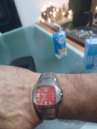 Reloj Lotus Hombre Rojo y Plateado