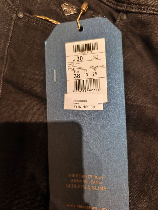 Vaqueros Salsa Diva Negros Talla 38