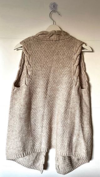 Massimo Dutti Chaleco Largo de Punto Trenzas beige