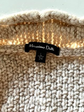 Massimo Dutti Chaleco Largo de Punto Trenzas beige